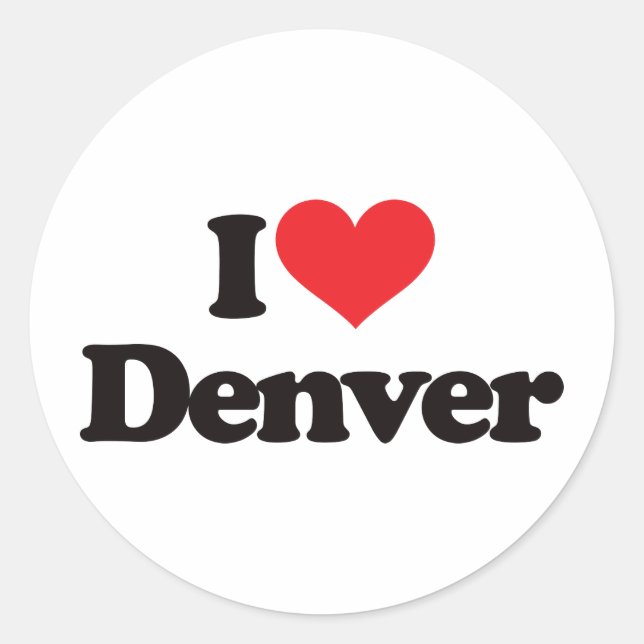 Pegatina Redonda I Love Denver (Anverso)