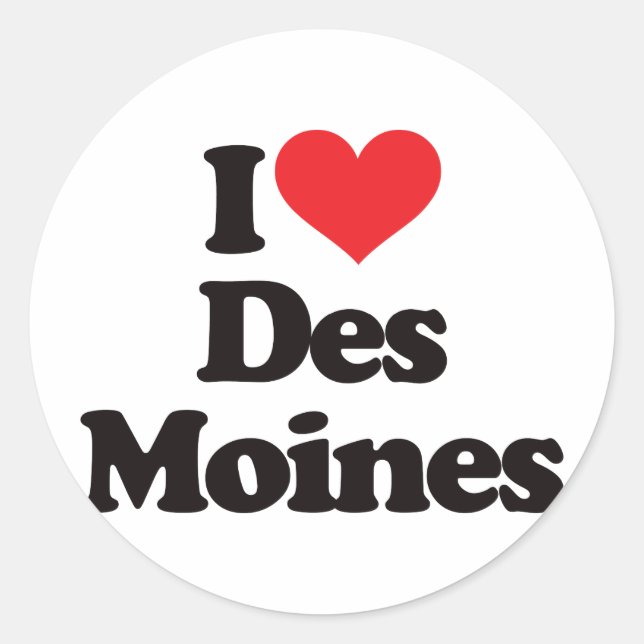 Pegatina Redonda I Love Des Moines (Anverso)