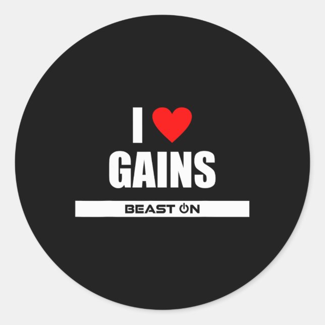 Pegatina Redonda I Love Gains Bodybuilding Gainz Gym Fitness Traini (Anverso)
