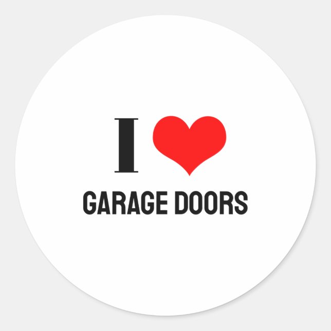 Pegatina Redonda I Love Garage Doors Christmas Red Heart Funny Gift (Anverso)