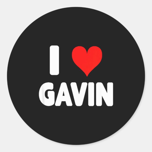 Pegatina Redonda I Love Gavin - Heart  (Anverso)