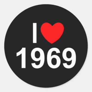 Pegatina Redonda I Love (Heart) 1969