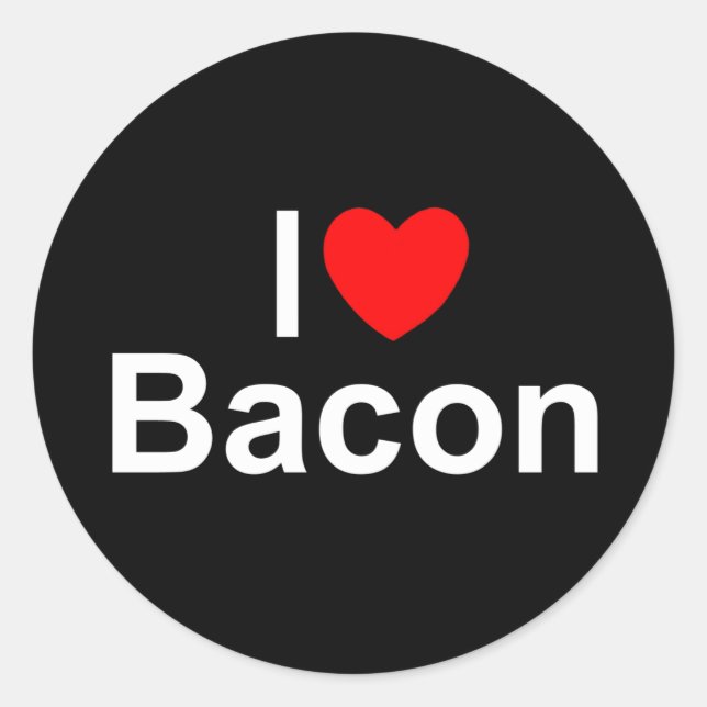 Pegatina Redonda I Love (Heart Bacon) (Anverso)
