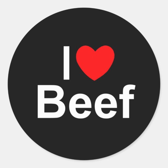 Pegatina Redonda I Love (Heart Beef) (Anverso)