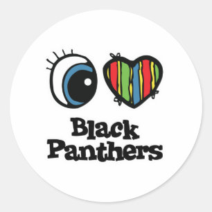 Pegatina Redonda I Love (Heart) Black Panthers