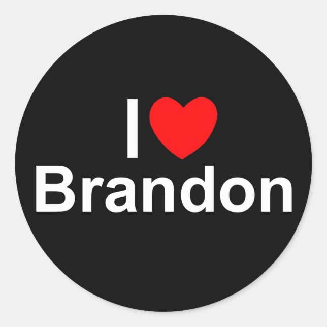 Pegatina Redonda I Love (Heart) Brandon (Anverso)