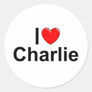 Pegatina Redonda I Love (Heart) Charlie