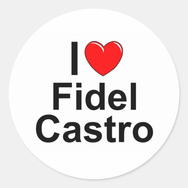 Pegatina Redonda I Love (Heart) Fidel Castro (Anverso)