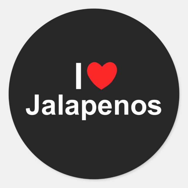 Pegatina Redonda I Love (Heart) Jalapenos (Anverso)