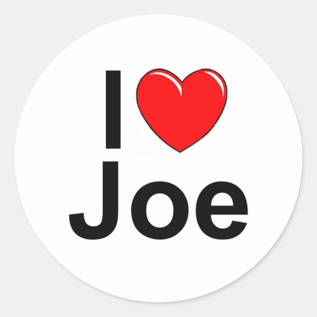 Pegatina Redonda I Love (Heart) Joe (Anverso)