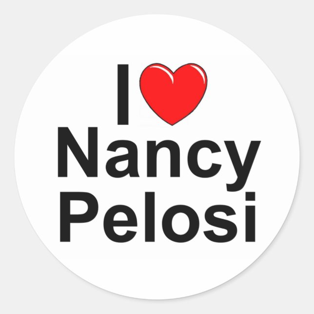 Pegatina Redonda I Love (Heart) Nancy Pelosi (Anverso)