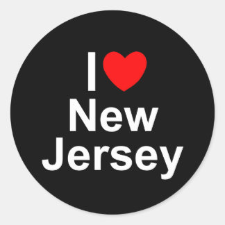 Pegatina Redonda I Love (Heart) New Jersey