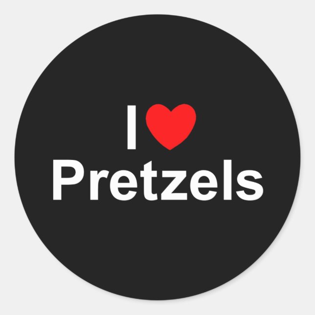 Pegatina Redonda I Love (Heart) Pretzels (Anverso)