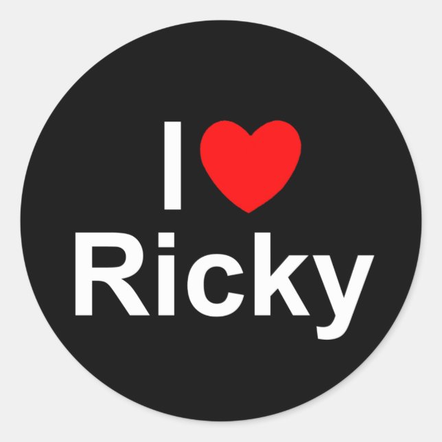Pegatina Redonda I Love (Heart) Ricky (Anverso)