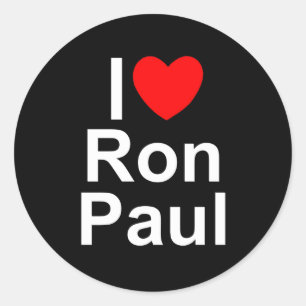 Pegatina Redonda I Love (Heart) Ron Paul