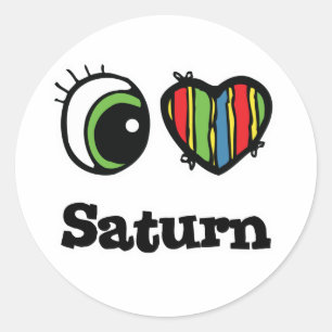 Pegatina Redonda I Love (Heart Saturn)