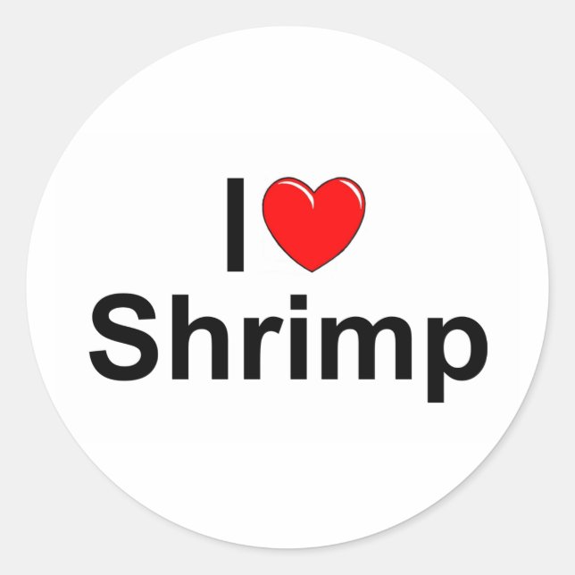 Pegatina Redonda I Love (Heart Shrimp) (Anverso)