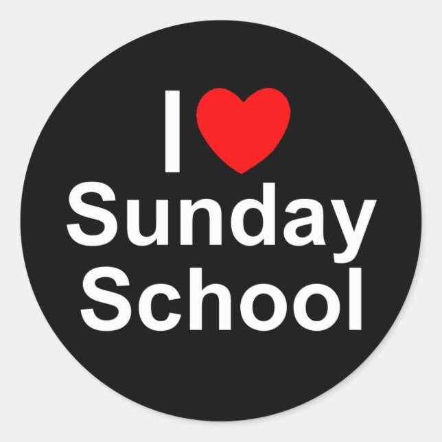 Pegatina Redonda I Love (Heart Sunday School) (Anverso)