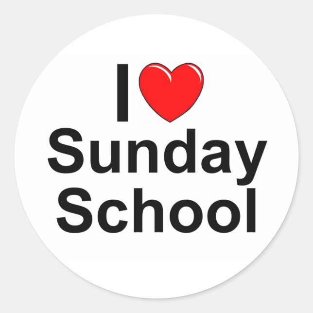 Pegatina Redonda I Love (Heart Sunday School) (Anverso)