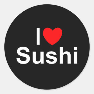 Pegatina Redonda I Love (Heart) Sushi