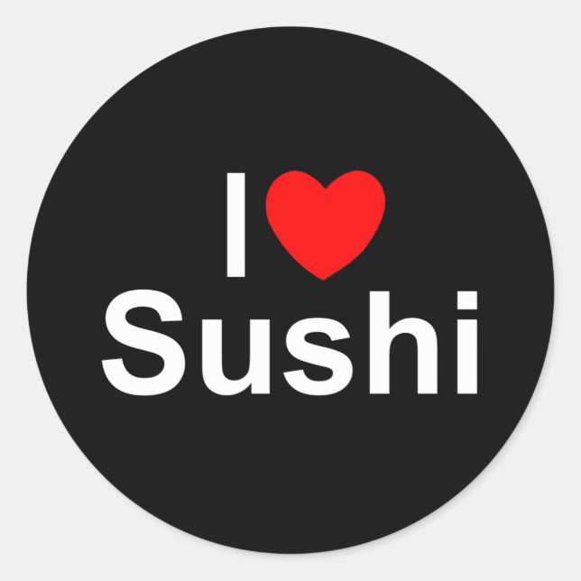 Pegatina Redonda I Love (Heart) Sushi (Anverso)