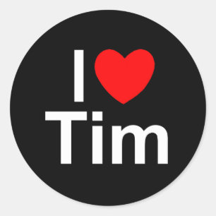 Pegatina Redonda I Love (Heart) Tim