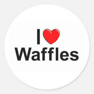 Pegatina Redonda I Love (Heart) Waffles