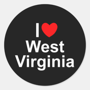 Pegatina Redonda I Love (Heart) West Virginia