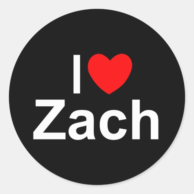 Pegatina Redonda I Love (Heart) Zach (Anverso)