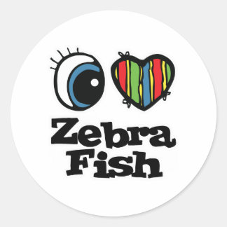 Pegatina Redonda I Love (Heart) Zebrafish