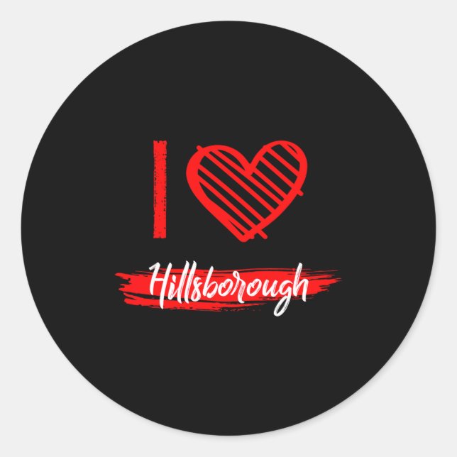 Pegatina Redonda I Love Hillsborough I Heart Hillsborough  (Anverso)