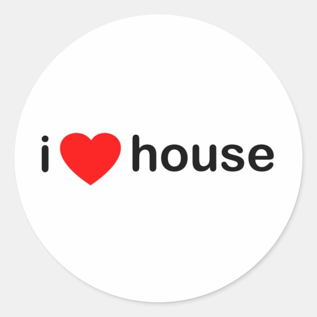 Pegatina Redonda I Love House (Anverso)