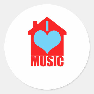 Pegatina Redonda I Love House Music - Heart House
