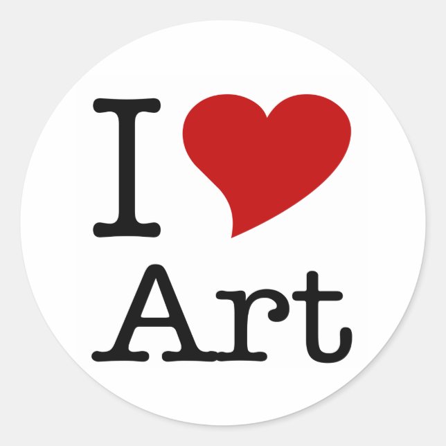 Pegatina Redonda I Love (I Heart) Art (Anverso)
