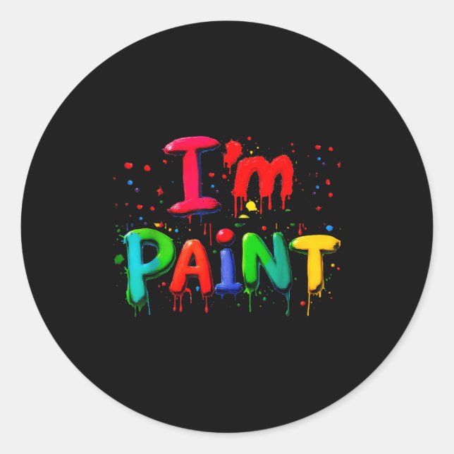 Pegatina Redonda I Love I Like To Finger Paint Couple I'm Paint Val (Anverso)