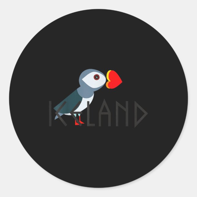 Pegatina Redonda I Love Iceland Puffin Icelandic Gift  (Anverso)