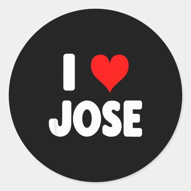 Pegatina Redonda I Love Jose - Heart  (Anverso)
