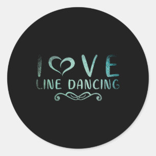Pegatina Redonda I Love Line Dancing Line Dance 1