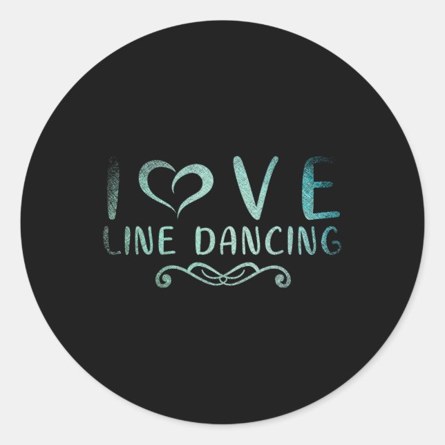 Pegatina Redonda I Love Line Dancing Line Dance 1 (Anverso)