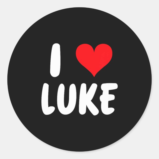 Pegatina Redonda I Love Luke - Heart - Name  (Anverso)