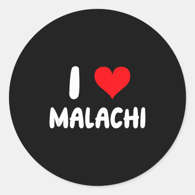 Pegatina Redonda I Love Malachi - Heart - Name  (Anverso)