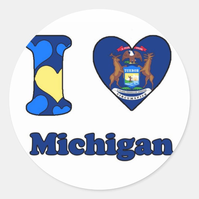Pegatina Redonda I love Michigan (Anverso)