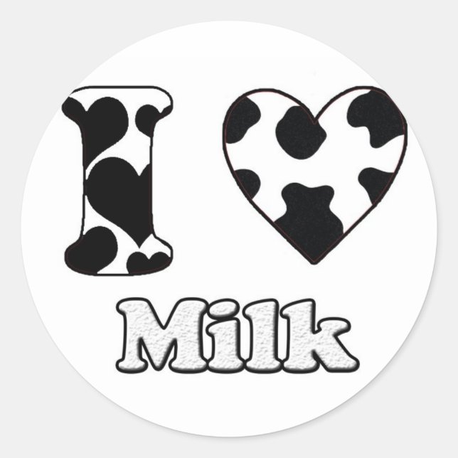 Pegatina Redonda I love milk (Anverso)