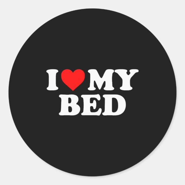 Pegatina Redonda I Love My Bed - Red Heart  (Anverso)