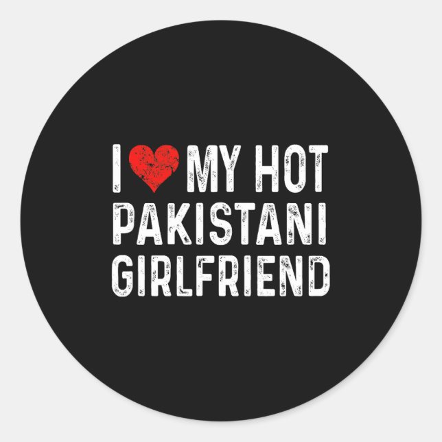 Pegatina Redonda I Love My Hot Pakistani Girlfriend - Heart - Pakis (Anverso)