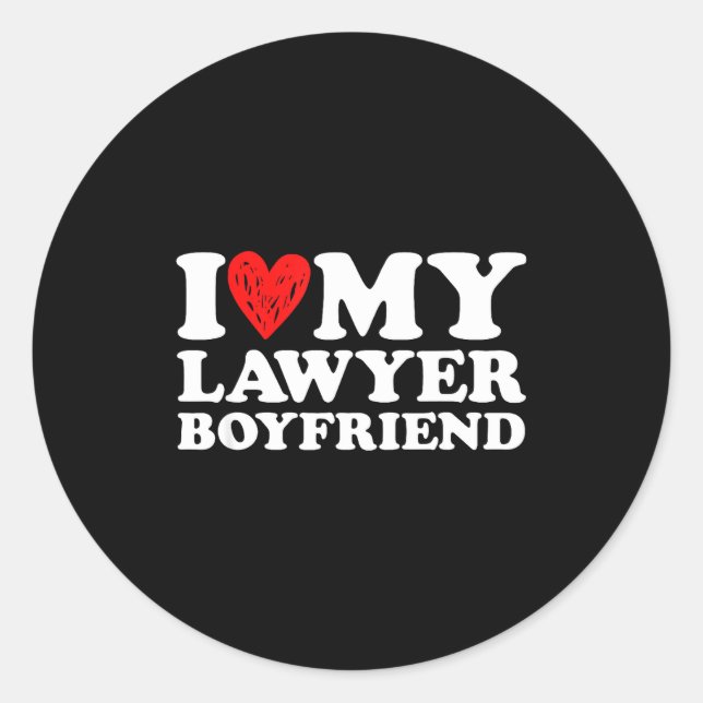 Pegatina Redonda I Love My Lawyer Boyfriend Bf Valentines Day Women (Anverso)