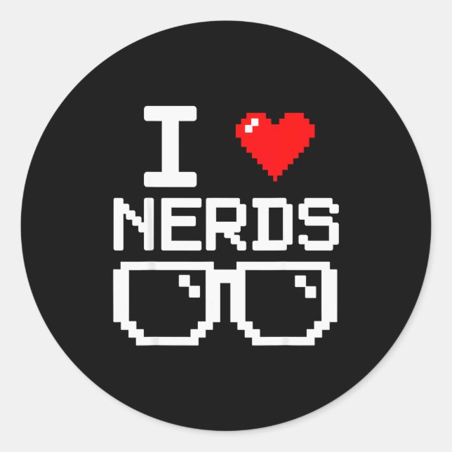 Pegatina Redonda I Love Nerds I Heart Nerds For Science Book Knowle (Anverso)