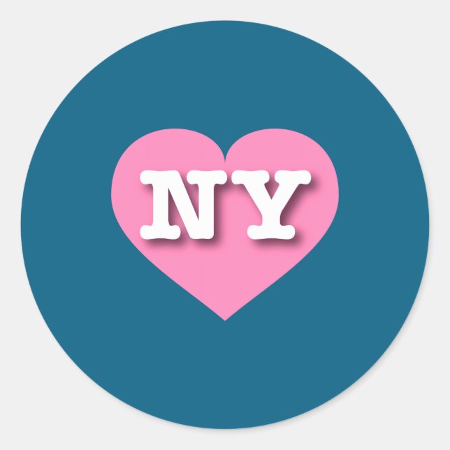 Pegatina Redonda I Love New York Ny Nk Heart  (Anverso)