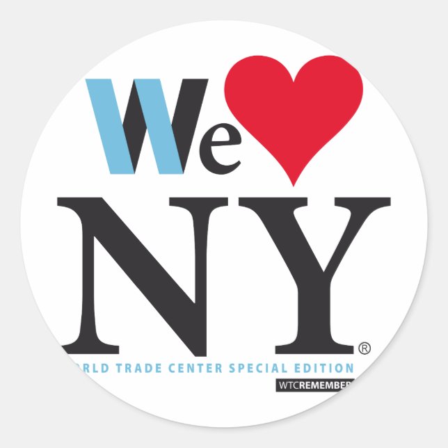 PEGATINA REDONDA I LOVE NY, WE LOVE NY, DO YOU? (Anverso)