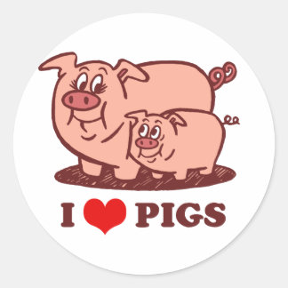 Pegatina Redonda I Love Pigs Button